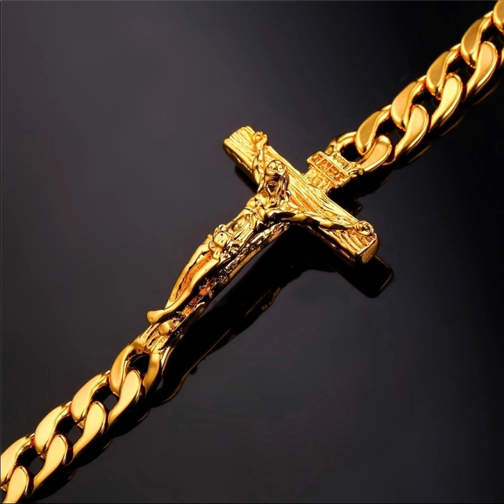 New 18k gold cross bracelet for men